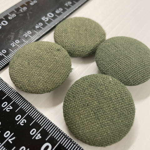 ONE SET ONLY: vintage 4 x 32mm vintage green fabric wool? shank buttons