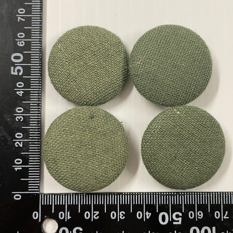 ONE SET ONLY: vintage 4 x 32mm vintage green fabric wool? shank buttons