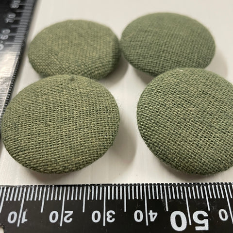 ONE SET ONLY: vintage 4 x 32mm vintage green fabric wool? shank buttons