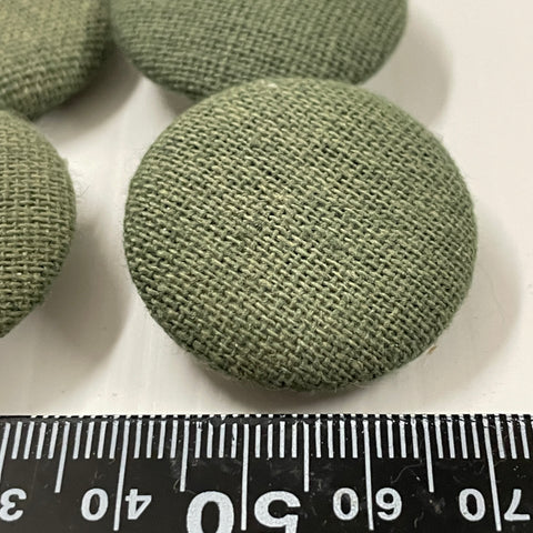 ONE SET ONLY: vintage 4 x 32mm vintage green fabric wool? shank buttons