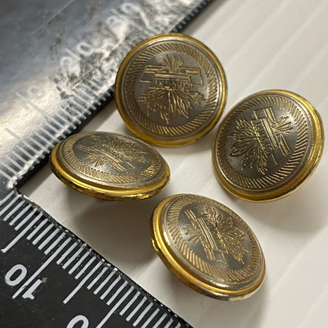 TWO SETS LEFT: vintage 4 x 15mm 'country' vintage metal shank buttons