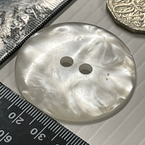 SIX LEFT: large 45mm lustrous white swirl plastic 2-hole button