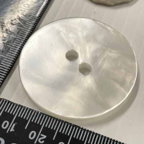 SIX LEFT: large 45mm lustrous white swirl plastic 2-hole button