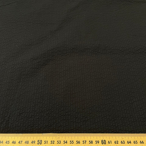 2m LEFT: Vintage? Modern? Fabric Light Weight Black Cotton Plisse 3mm Pucker