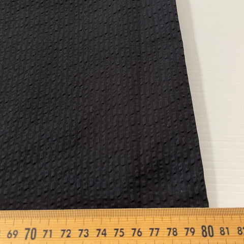 2m LEFT: Vintage? Modern? Fabric Light Weight Black Cotton Plisse 3mm Pucker