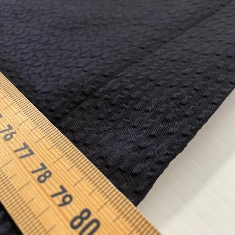 2m LEFT: Vintage? Modern? Fabric Light Weight Black Cotton Plisse 3mm Pucker