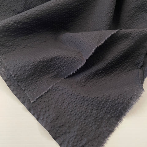 2m LEFT: Vintage? Modern? Fabric Light Weight Black Cotton Plisse 3mm Pucker