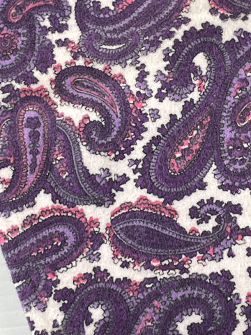 LAST 1/2m: Vintage Fabric 1960s 70s Retro Purple Paisley Cotton Flannelette