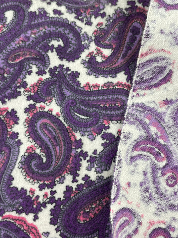 LAST 1/2m: Vintage Fabric 1960s 70s Retro Purple Paisley Cotton Flannelette