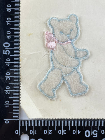 ONE ONLY: Vintage 1950s made in Switzerland detailed fluffy teddy applique piece 6.5cm