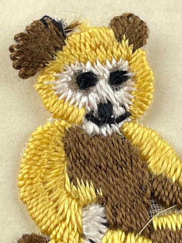 SEVEN LEFT: Vintage 1950s made in Switzerland detailed sitting teddy bear applique piece 3.5cm