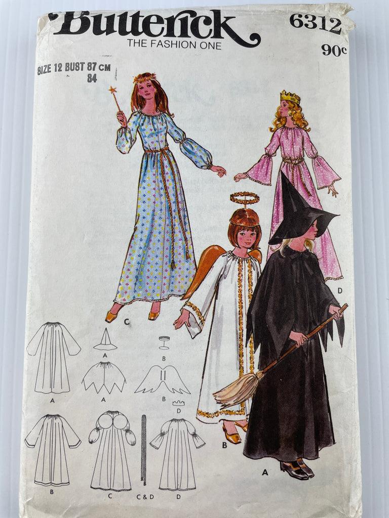 WITCH ANGEL PRINCESS COSTUMES: Butterick unused 1971 size 12 *6312