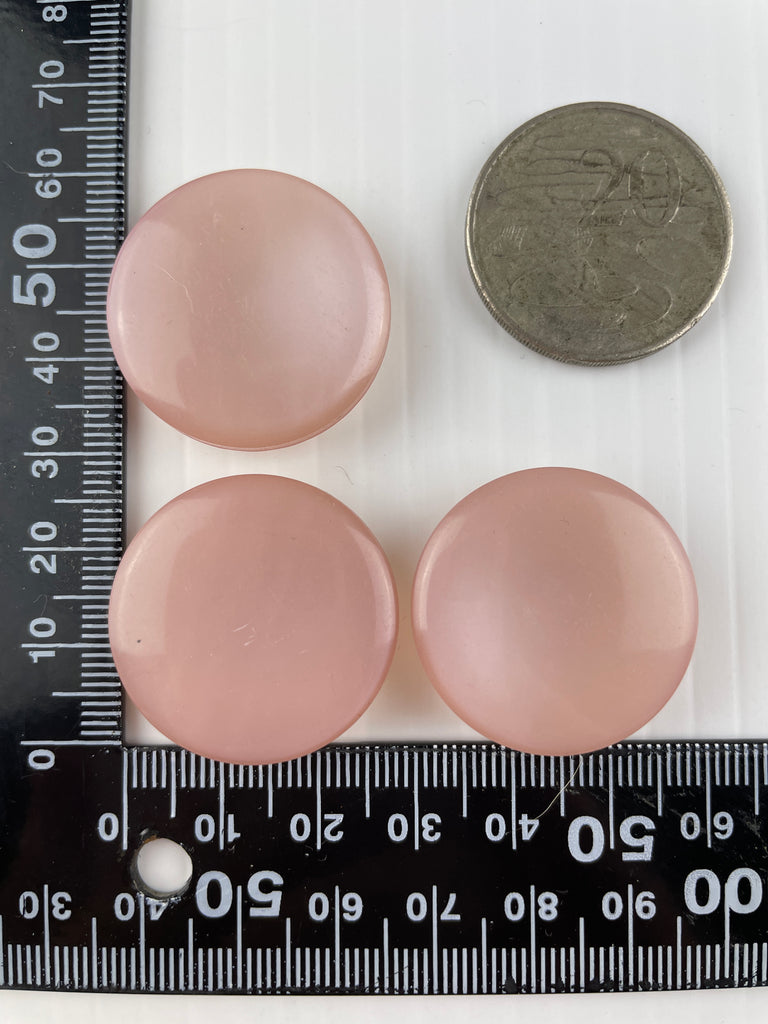 ONE SET ONLY: vintage pink plastic moonglow shank buttons 30mm