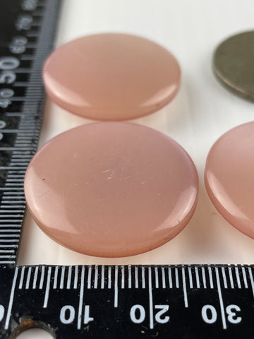 ONE SET ONLY: vintage pink plastic moonglow shank buttons 30mm