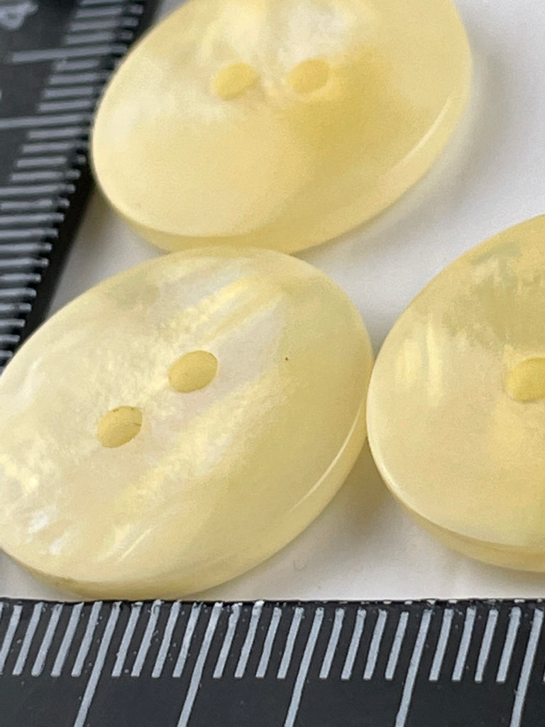 ONE SET ONLY: vintage yellow plastic shell glow 2-hole buttons 20mm