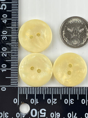 ONE SET ONLY: vintage yellow plastic shell glow 2-hole buttons 20mm
