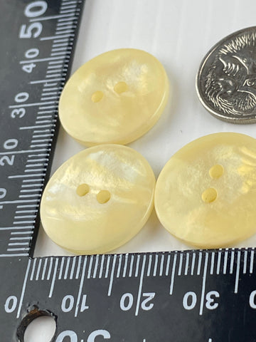 ONE SET ONLY: vintage yellow plastic shell glow 2-hole buttons 20mm