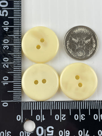 ONE SET ONLY: vintage yellow plastic shell glow 2-hole buttons 20mm