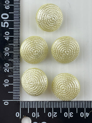 ONE SET ONLY: vintage yellow plastic domed faux thread buttons 18mm