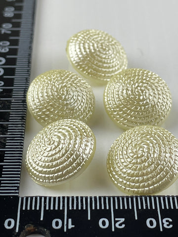 ONE SET ONLY: vintage yellow plastic domed faux thread buttons 18mm