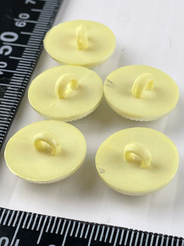 ONE SET ONLY: vintage yellow plastic domed faux thread buttons 18mm