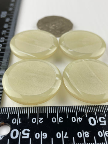 TWO SETS LEFT: vintage circle in circle pale taupe matte plastic shank buttons 35mm