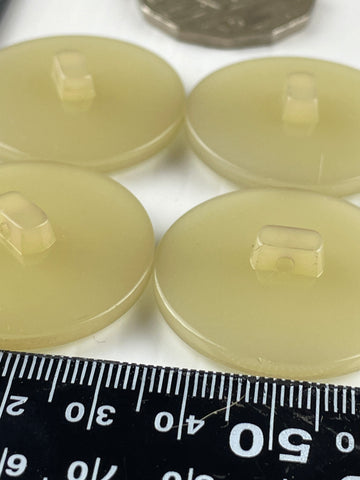 TWO SETS LEFT: vintage circle in circle pale taupe matte plastic shank buttons 35mm