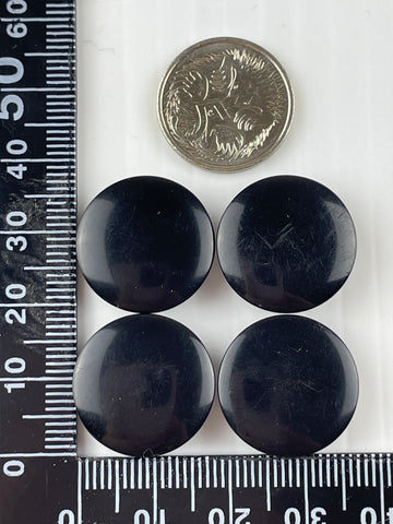 ONE SET ONLY: vintage simple shiny black plastic shank buttons 19mm