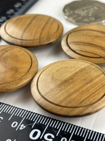 TWO SETS LEFT: modern smooth wood large brown shank buttons 35mm