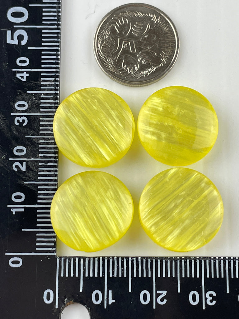 TWO SETS LEFT: vintage bright yellow iridescent shank buttons 18mm