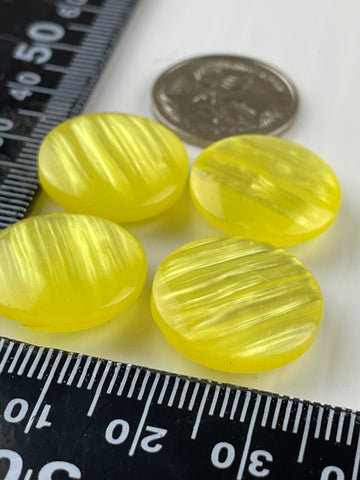TWO SETS LEFT: vintage bright yellow iridescent shank buttons 18mm