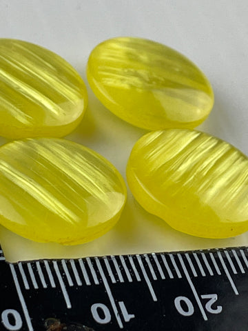 TWO SETS LEFT: vintage bright yellow iridescent shank buttons 18mm