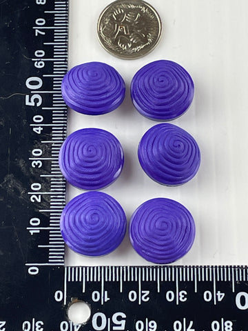 ONE SET ONLY: vintage faux coiled ribbon royal purple domed shank buttons 18mm