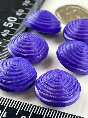 ONE SET ONLY: vintage faux coiled ribbon royal purple domed shank buttons 18mm