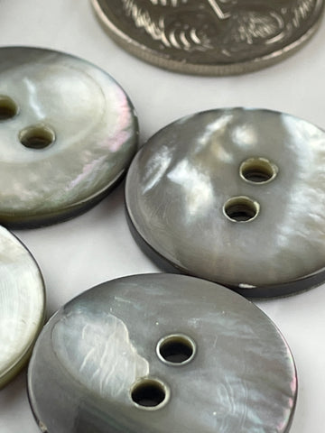 ONE SET ONLY: Modern? polished shell 2-hole buttons 19mm