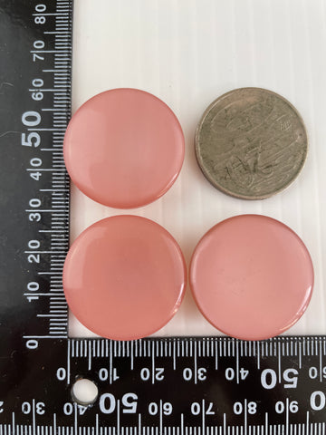 ONE SET ONLY: 3 x lustrous pink plastic shank buttons large 30mm