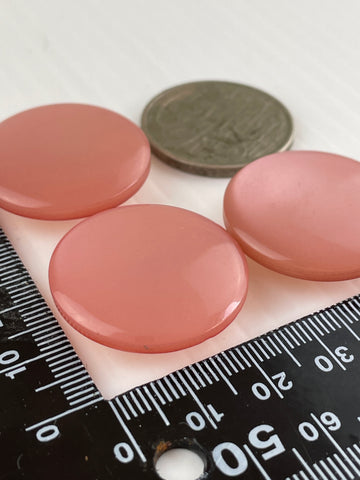 ONE SET ONLY: 3 x lustrous pink plastic shank buttons large 30mm