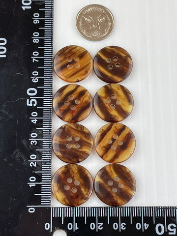 TWO SETS LEFT: Vintage 8 x faux tortoiseshell plastic 4-hole buttons 19mm