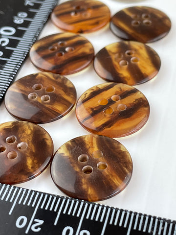 TWO SETS LEFT: Vintage 8 x faux tortoiseshell plastic 4-hole buttons 19mm