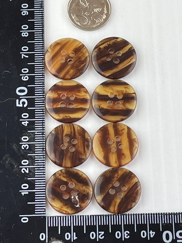 TWO SETS LEFT: Vintage 8 x faux tortoiseshell plastic 4-hole buttons 19mm