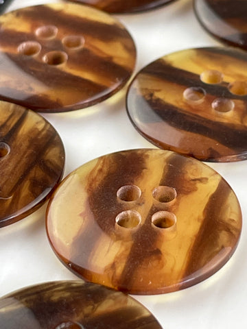 TWO SETS LEFT: Vintage 8 x faux tortoiseshell plastic 4-hole buttons 19mm