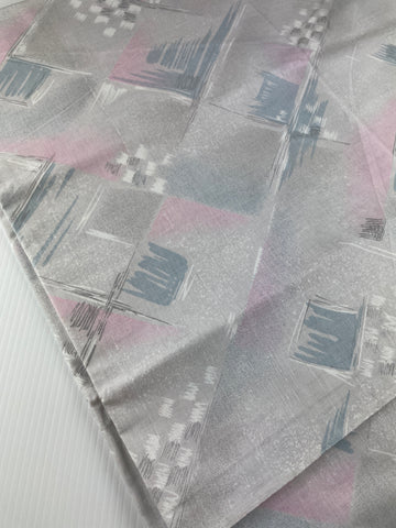 2m LEFT: Vintage Fabric Cotton Sheeting 1980s Unused Grey Pink Abstract