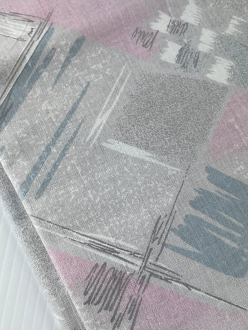 2m LEFT: Vintage Fabric Cotton Sheeting 1980s Unused Grey Pink Abstract