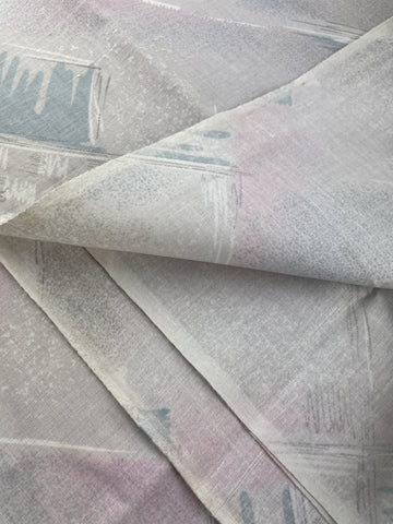 2m LEFT: Vintage Fabric Cotton Sheeting 1980s Unused Grey Pink Abstract