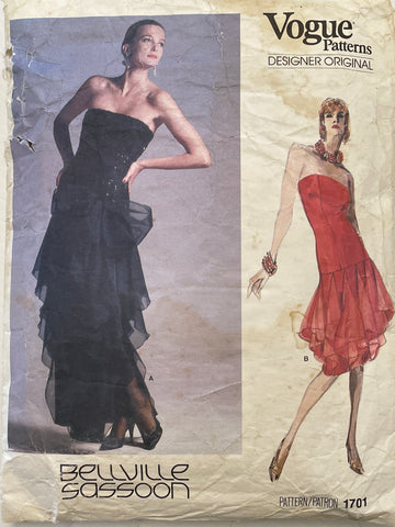 EVENING DRESS: Bellville Sassoon Vogue Designer Original Sewing Pattern Size 10 *1701