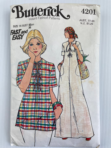 RETRO CAFTAN OR TOP: Butterick 1970 used size 14 nust 92cm *4201
