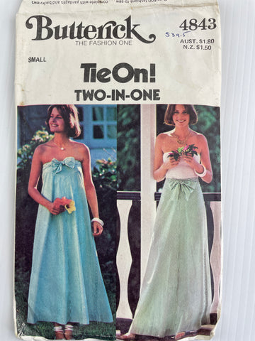 BACK-WRAPPED DRESS OR SKIRT: Butterick size small 1980s *4843