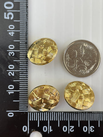 ONE SET ONLY: vintage textured gold metal look shank buttons 15mm