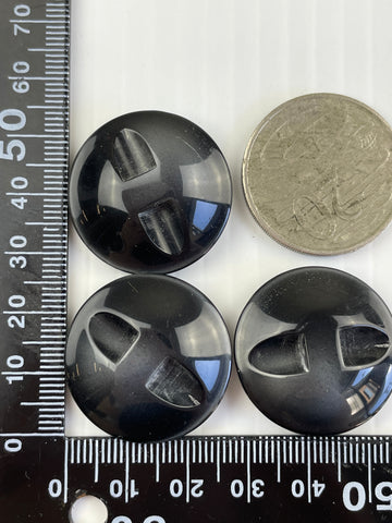 ONE SET ONLY: striking charcoal grey iridescent w/ gold detail  shank buttons 29mm