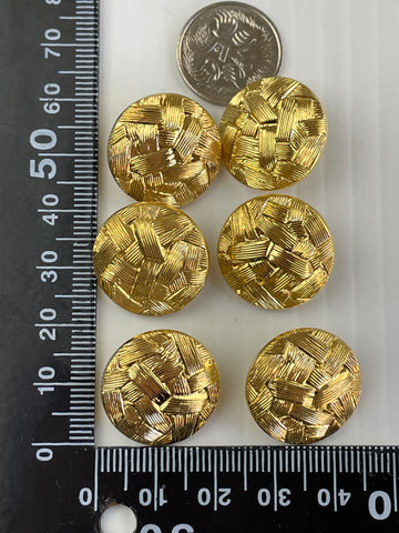 TWO SETS LEFT: vintage textured gold metal look shank buttons 20mm